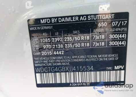 2018 Mercedes-Benz Gla 250 4Matic from USA, damaged, VIN WDCTG4GBXJJ415534